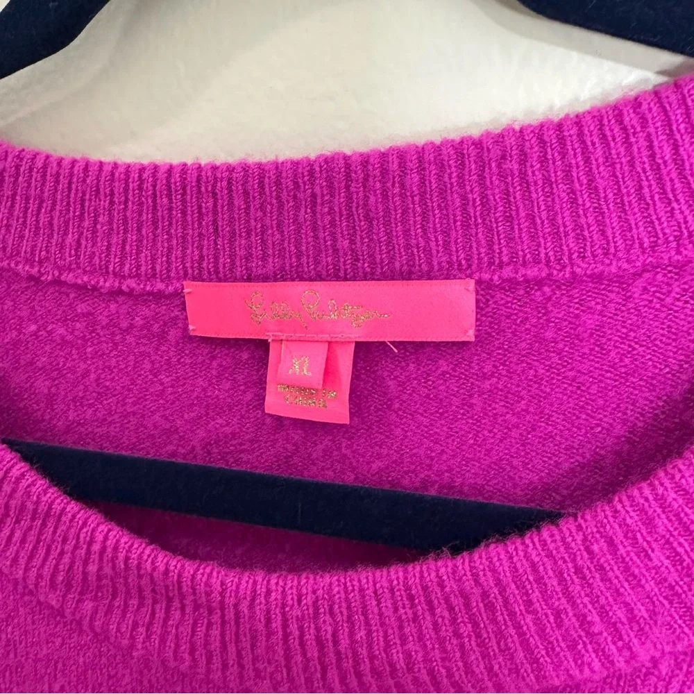 Lilly Pulitzer Bellista Sweater Fuzzy Pink Fuschia size XL - Picture 4 of 7